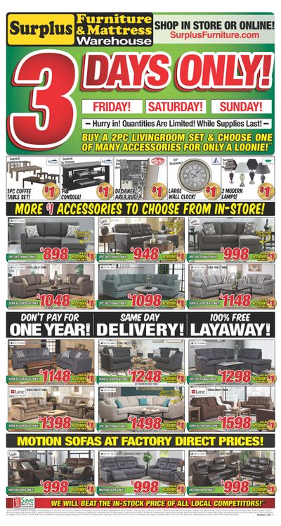 Surplus Furniture & Mattress Warehouse (Winnipeg) Flyer March 1 to 7