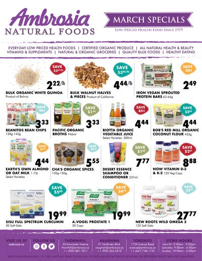 Ambrosia Natural Foods Flyer March 1 to 31