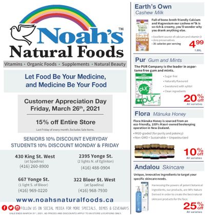 Noah's Natural Foods Flyer March 1 to 31