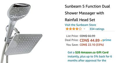 Amazon Canada Deals: Save 33% on Dual Shower Massager + 33% on Controller Charging Dock + 36% on Ninja Blender + More Offers
