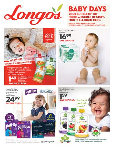 Longo's Baby Days Flyer March 4 to April 7