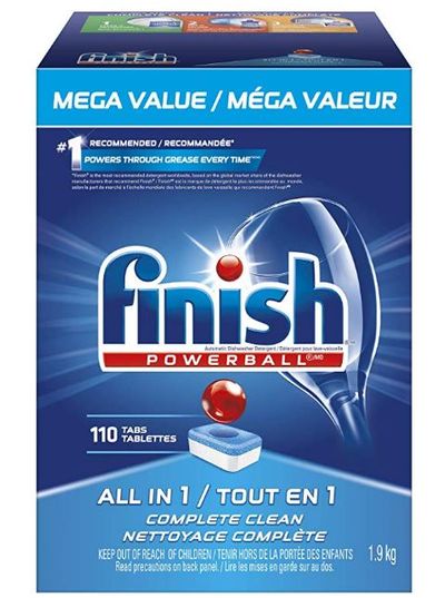 Finish Dishwasher Detergent, All in 1 Powerball, Fresh, Mega Value Pack, 110 Tablets, Fast Action Clean For $23.98 At Amazon Canada