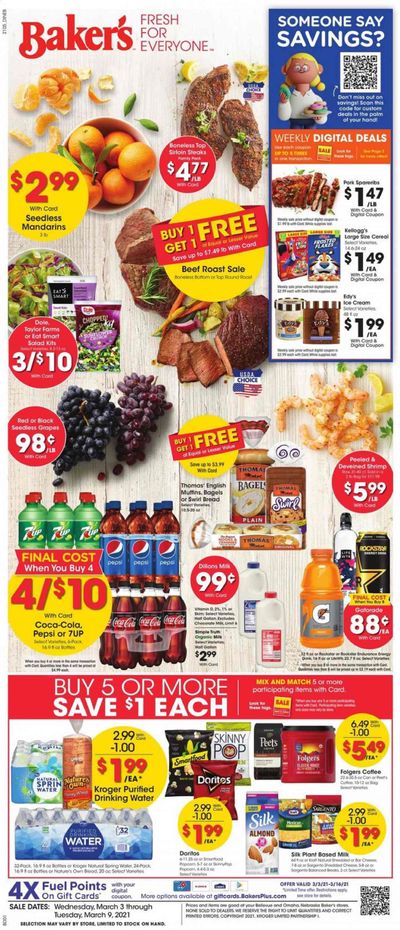 Baker's Weekly Ad Flyer March 3 to March 9
