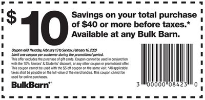 Bulk Barn Canada Coupons and Flyer: Save $10 off $40 or $5 Off 20 with Coupons