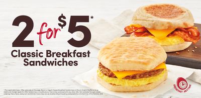 Tim Hortons Canada Deals: Enjoy 2 Breakfast Sandwiches for $5.00