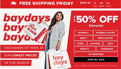 Hudson’s Bay Canada Bay Days Deals: FREE Shipping Today Only + Save up to 50% off Sitewide