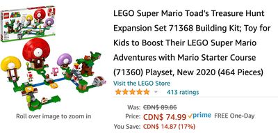 Amazon Canada Deals: Save up to 17% off on LEGO Super Mario Building Kit + 39% on Baby Bottle Feeding Set + More Offers