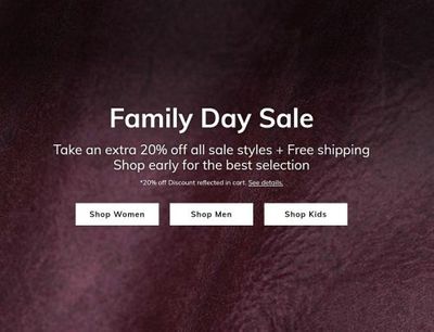 ECCO Canada Family Day Sale: Save Extra 20% OFF Women, Men & Kids Sale Styles + FREE Shipping