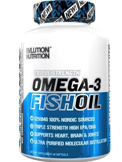 Evlution Nutrition Omega 3 Fish Oil 1250mg, HIGH EPA 450mg plus DHA 300mg Triple Strength, Capsules (60 Servings) For $18.99 At Amazon Canada