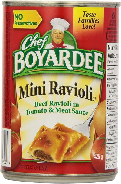 Chef Boyardee Mini Ravioli 8 x 425g on Sale for $ 7.98 (Save $ 1.99) at Amazon Canada Chef Boyardee Mini Ravioli 8 x 425g on Sale for $ 7.98 (Save $ 1.99) at Amazon Canada
