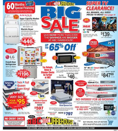 ABC Warehouse Weekly Ad Flyer March 7 to March 13, 2021
