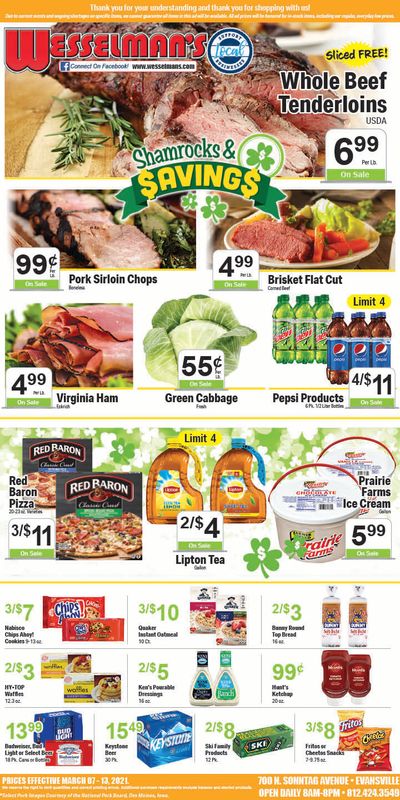 Wesselman's Saint Patrick's Day Special Weekly Ad Flyer March 7 to March 13, 2021