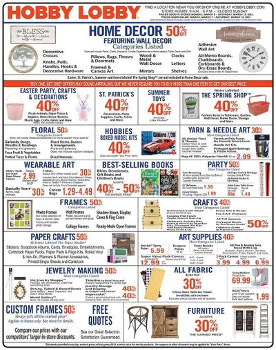 Hobby Lobby Weekly Ad Flyer March 7 to March 13