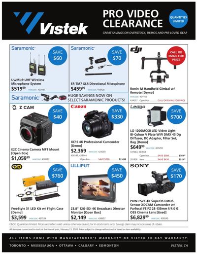 Vistek Pro Video Clearance Flyer February 19 to March 19