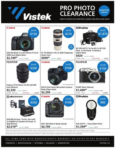 Vistek Pro Photo Clearance Flyer February 19 to March 19