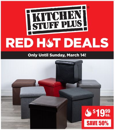 Kitchen Stuff Plus Canada Red Hot Deals: Save 50% on Sit Collapsible Fabric Storage Ottoman + More Offers