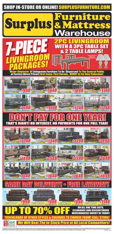 Surplus Furniture & Mattress Warehouse (Winnipeg) Flyer March 8 to 21