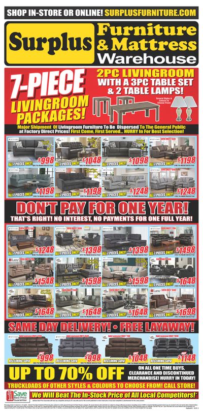 Surplus Furniture & Mattress Warehouse (Regina) Flyer March 8 to 21