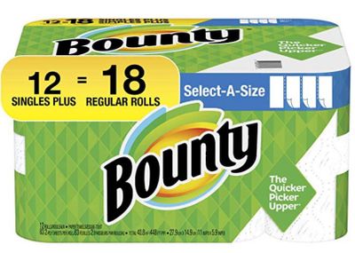 Bounty Select-A-Size Paper Towels, White, 12 Single Plus Rolls = 18 Regular Rolls (Packaging May Vary) For $15.97 At Amazon Canada 