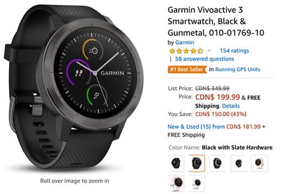 Amazon Canada Deals: Save 43% on Garmin Vivoactive 3 Smartwatch, for $199.99 + More Deals