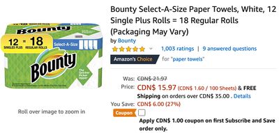 Amazon Canada Deals: Save 32% on Bounty Paper Towels with Coupon + $50 Off All-New Fire HD 10 Kids Edition Tablet – 10.1”