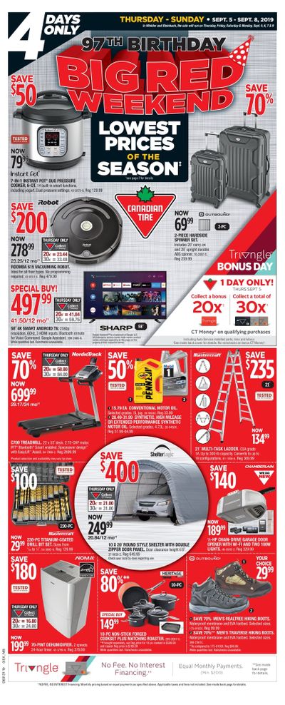 Canadian Tire 97th Birthday Big Red Weekend Flyer September 5 to 8