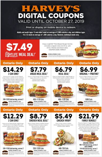 Harvey’s Canada New Digital Coupons: Lightlife Meal Deal for $7.49, Chicken Wrap for $5.49, Meal Deal for $6.79  & More Coupons