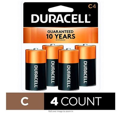 Duracell - CopperTop C Alkaline Batteries with recloseable package - long lasting, all-purpose C battery for household and business - 4 count For $5.98 At Amazon Canada
