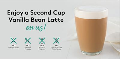 Second Cup Canada Promotions: Enjoy a FREE Medium Vanilla Bean Latte