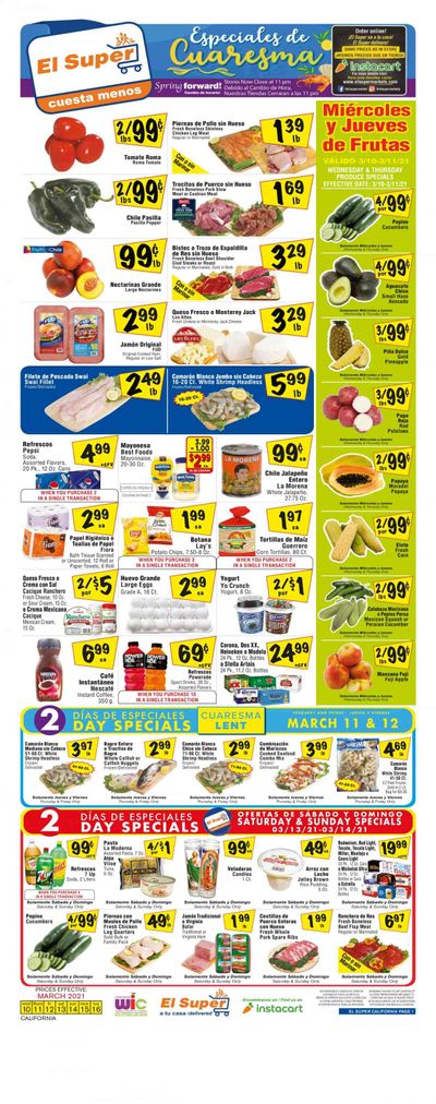 El Super (AZ, CA, NM, NV, TX) Weekly Ad Flyer March 10 to March 16