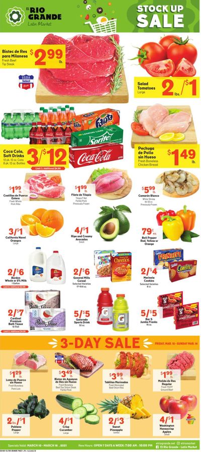 El Rio Grande (10, 21, 25, 30, 34, 53, 90) Weekly Ad Flyer March 10 to March 16