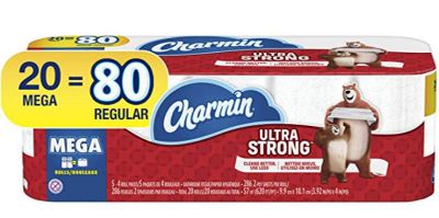 Charmin Ultra Strong Toilet Paper, 20 Mega Rolls (Equal to 80 Regular Rolls) For $17.88 At Amazon Canada 