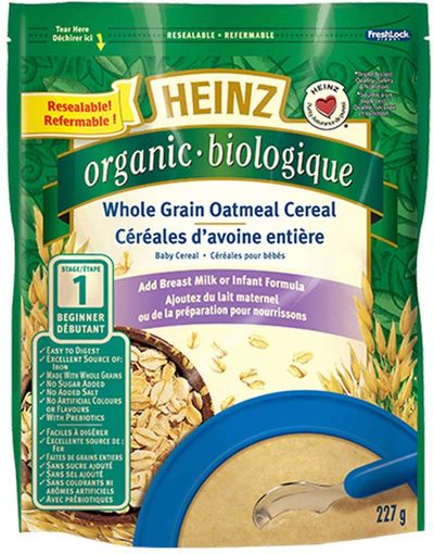 Heinz Organic Whole Grain Oatmeal Cereal - No Milk, 227g (Pack of 6) On Sale for $ 17.94 (Save $ 3.00) at Amazon Canada