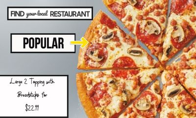 Large 2 Topping with Breadsticks for $22.99 at Pizza Hut