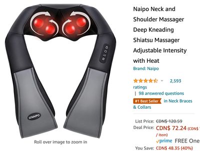 Amazon Canada Deals: Save 40% on Naipo Neck and Shoulder Massager + 30% on Kitchen Aid 7-Speed Hand Mixer + More Offers