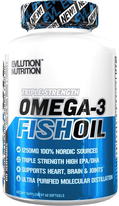 Evlution Nutrition Omega 3 Fish Oil 1250mg, HIGH EPA 450mg plus DHA 300mg Triple Strength, Capsules (60 Servings) on Sale for $ 18.99 at Amazon Canada
