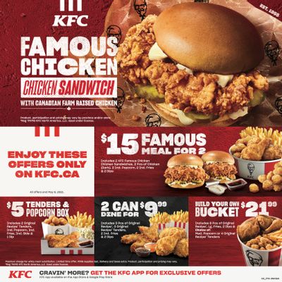 KFC Canada Coupons (Ontario-Timmins & North Bay), until May 9, 2021