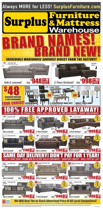 Surplus Furniture & Mattress Warehouse (Thunder Bay) Flyer October 15 to 28