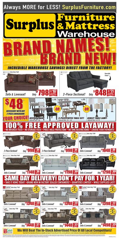 Surplus Furniture & Mattress Warehouse (Brandon) Flyer October 15 to 28