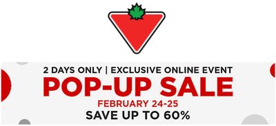 Canadian Tire Online Pop Up Sale: Save up to 60% on Top Products!