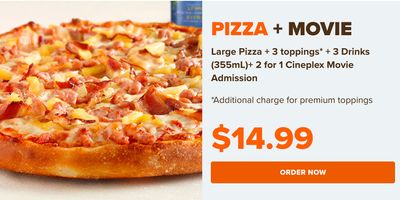 Pizza Pizza Promotions: Get a FREE Cineplex 2-for-1 Movie Admission with Pizza Purchase
