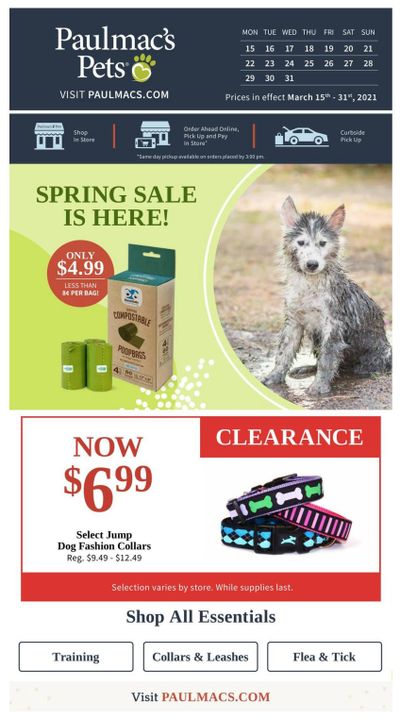 Paulmac's Pets Flyer March 15 to 31