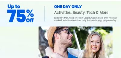 Groupon Canada Deals: Save up to 75% off Activities, Beauty, Tech & More