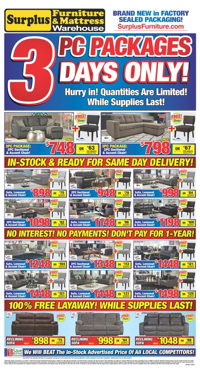 Surplus Furniture & Mattress Warehouse (Thunder Bay) Flyer February 25 to March 2