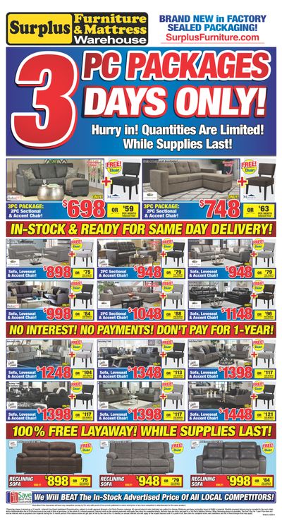 Surplus Furniture & Mattress Warehouse (St. Catharines) Flyer February 25 to March 2