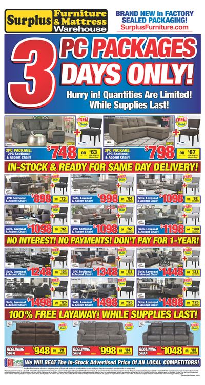 Surplus Furniture & Mattress Warehouse (Moncton) Flyer February 25 to March 2