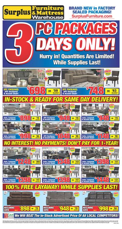 Surplus Furniture & Mattress Warehouse (Kitchener) Flyer February 25 to March 2 Surplus Furniture & Mattress Warehouse (Kitchener) Flyer February 25 to March 2