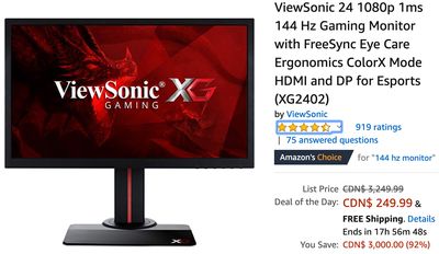 Amazon Canada Deals: Save 92% on ViewSonic 24 1080p Gaming Monitor + 28% on Suits – The Complete Series + 44% on Ethical Bean Fair Trade Organic Coffee