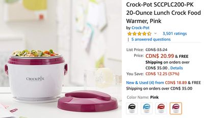 Amazon Canada Deals: Save 37% on Crock-Pot Lunch Food Warmer + 37% on iDesign Corner Shower Caddy