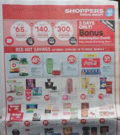 Shoppers Drug Mart Canada Bonus Redemption February 28th – March 1st! Shoppers Drug Mart Canada Bonus Redemption February 28th – March 1st!